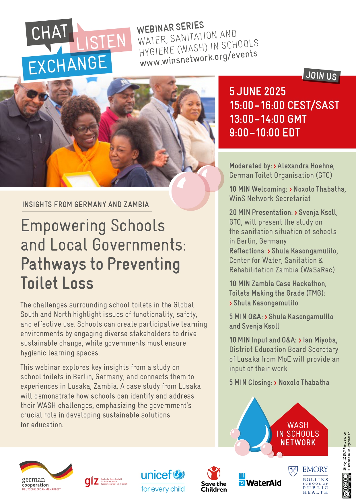 Chat, Listen, Exchange Webinar Series - Empowering Schools and Local Governments: Pathways to Preventing Toilet Loss title=